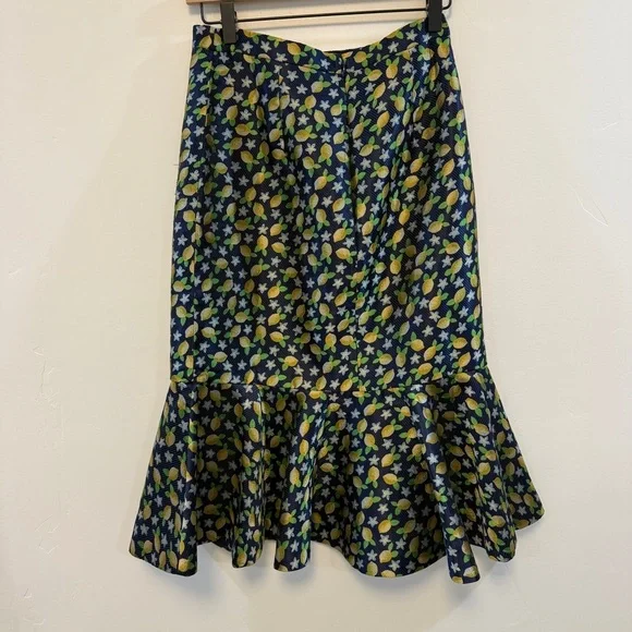 J.CREW 365 | Lemon printed Navy Fluted Trumpet
Skirt - Picture 6 of 9